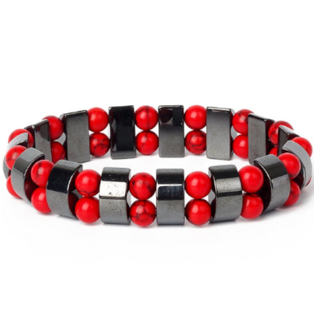 Magnetic Bracelet,Hematite Bracelet,Red Howlite Bracelet,Magnetic,Red Beads